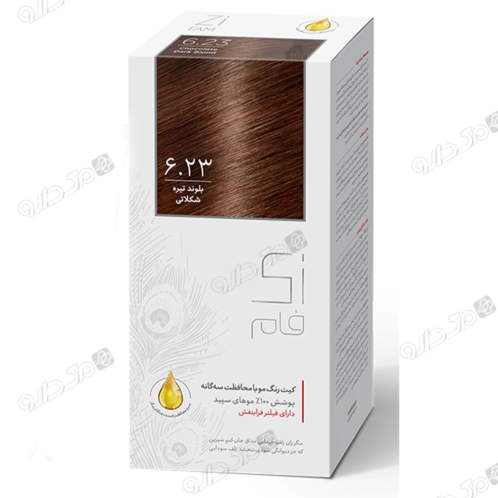 کیت رنگ مو شماره 6.23 بلوند تیره شکلاتی زی فام
